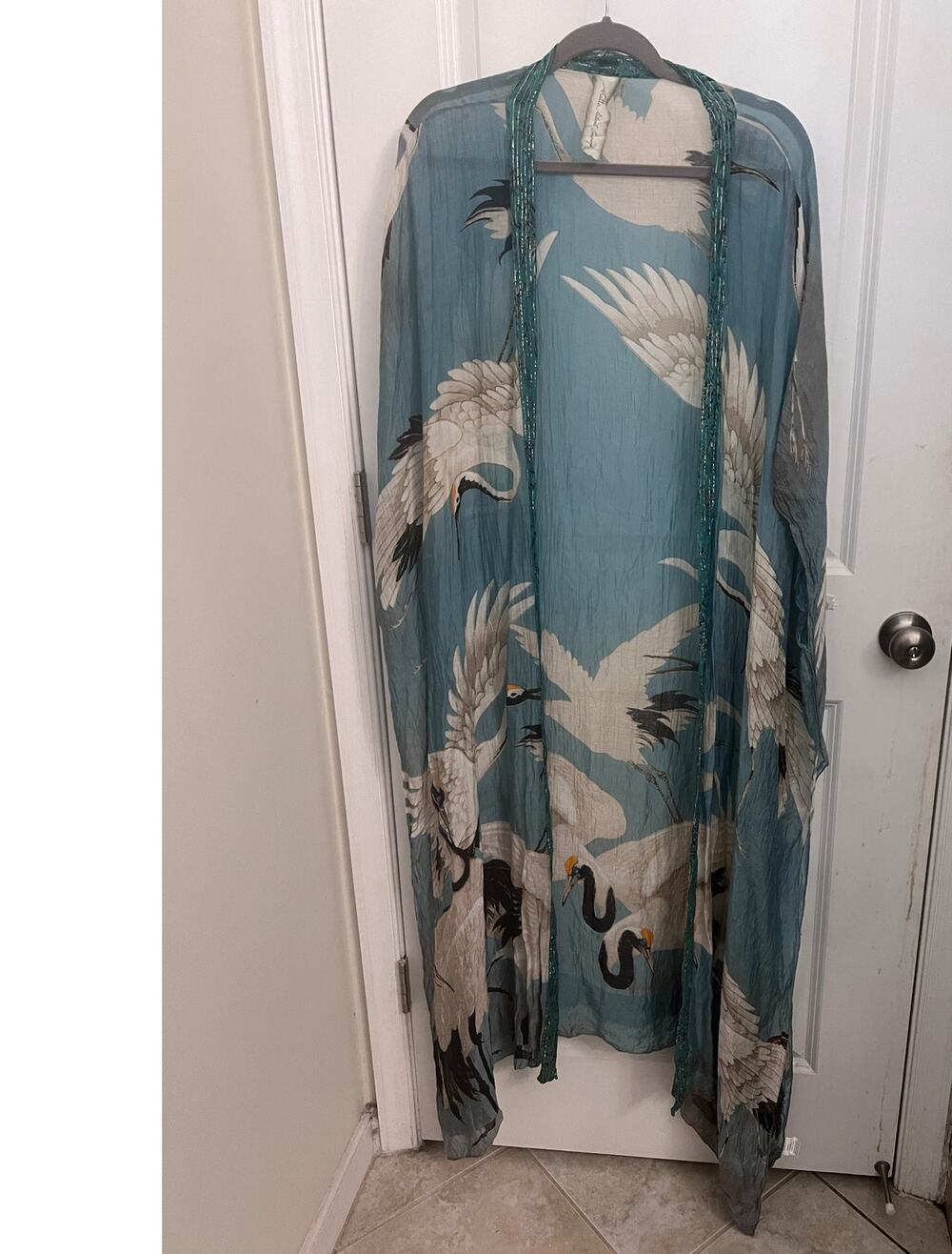 Aratta Silent Journey open-front stork Kimono Duster OS Lightweight Resort Boho